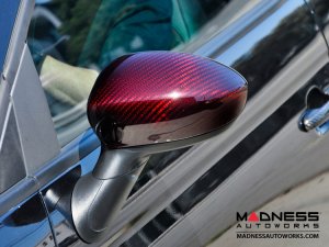 Alfa Romeo 4C Mirror Covers - Carbon Fiber - Full Replacements - Red Candy 